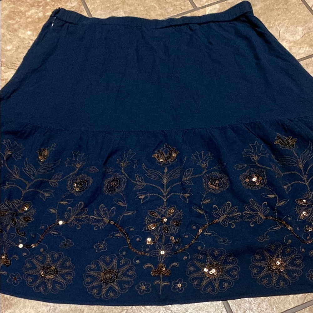 Coldwater Creek Blue XL Knee Length Skirt with Sequins Fall Wedding Guest - Picture 9 of 9